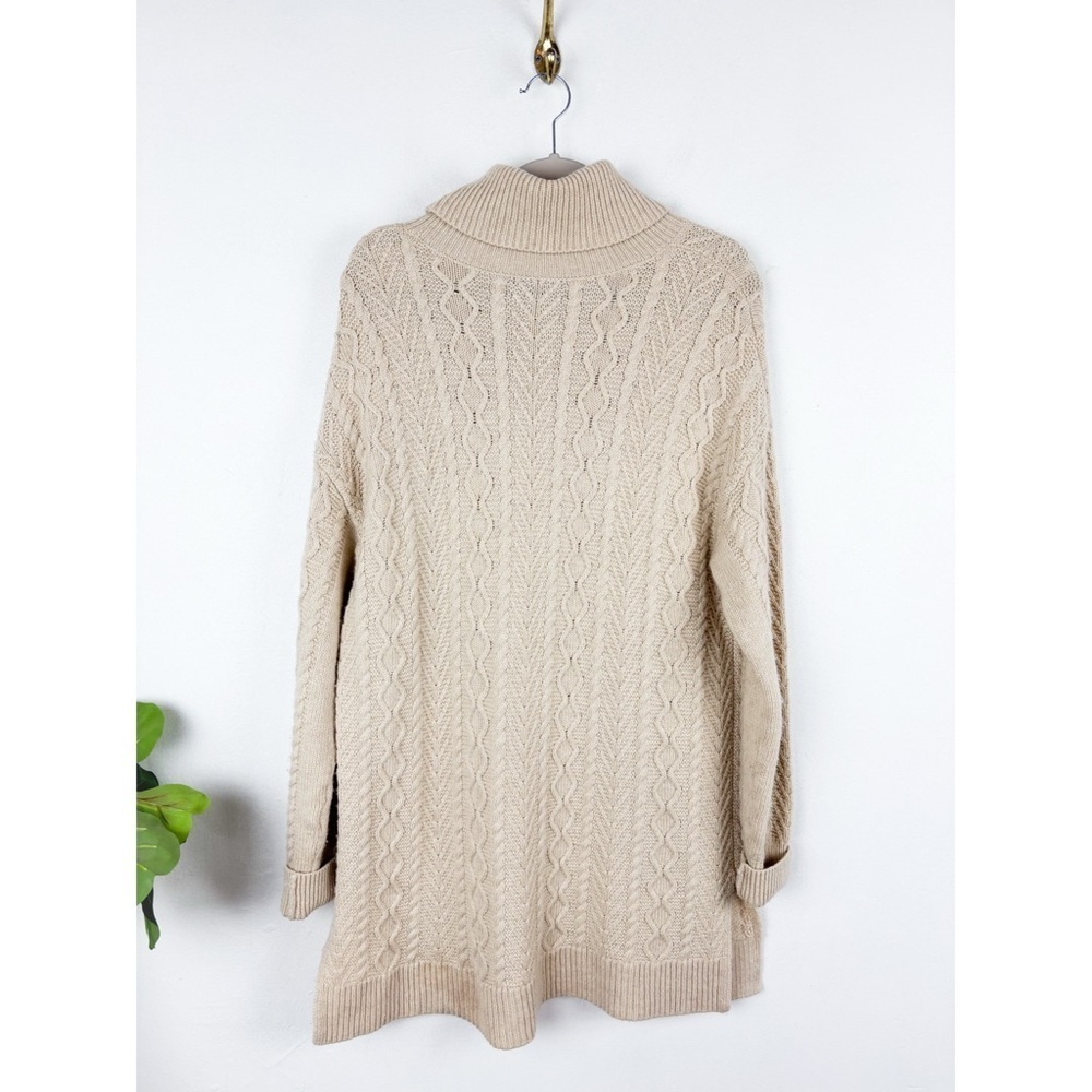 Halogen Cream Cable Knit Turtleneck Sweater Dress Sz L - Picture 2 of 6
